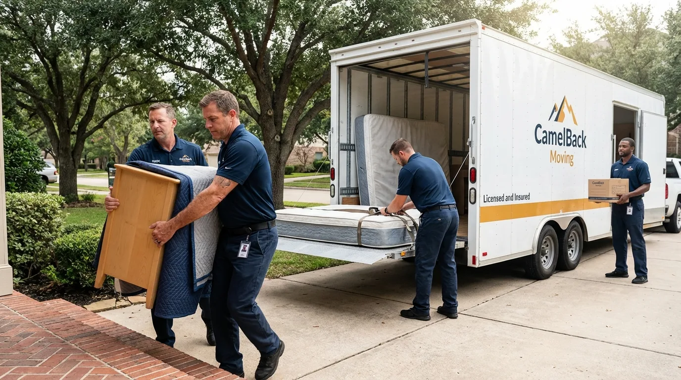 Crew loading residential truck for cross-state move from Greenville, MS