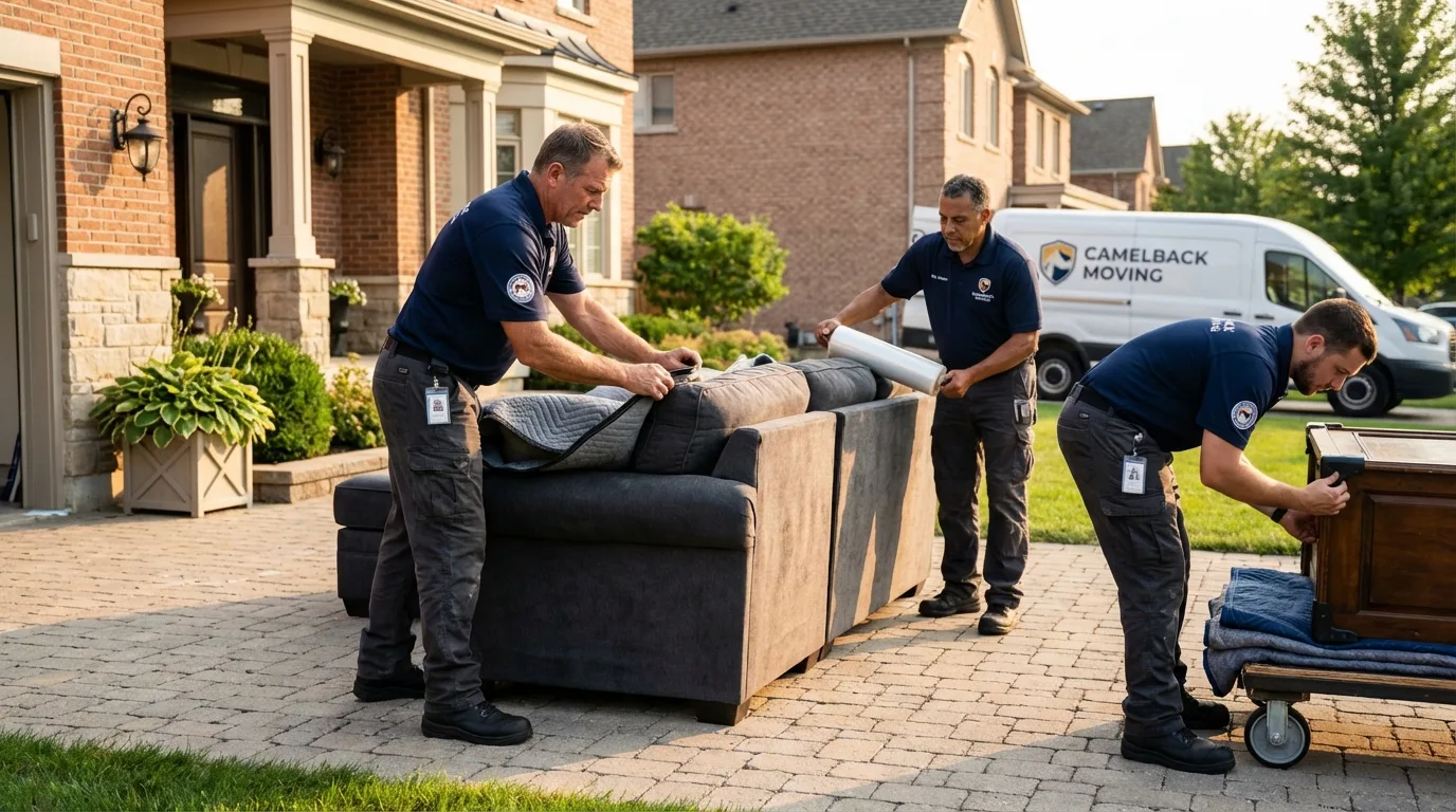 Large estate moving crew wrapping furniture in Greenville, MS